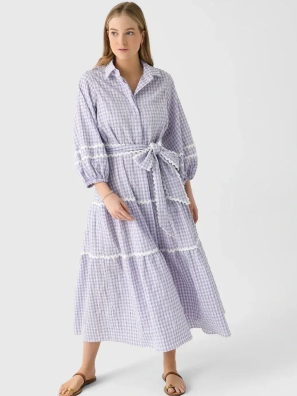 NWT - LENÚ Women's Rae Dress, Lilac Gingham, Size Small, SOLD OUT MSRP $195.00